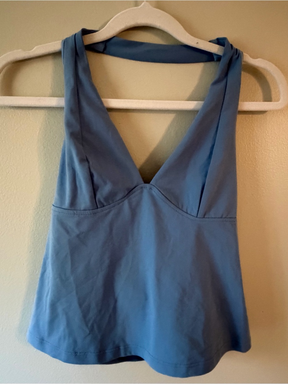 Free People- Intimately V-Neck Blue Halter Top
